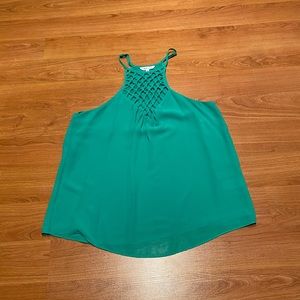Green high neck braided tank top - Medium